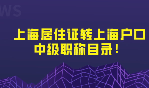 上海居住证转上海户口对中级职称的要求必须知道！附上海居转户中级职称目录！