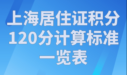 上海居住证积分120分计算标准一览表，2023年上海积分办理新政策！